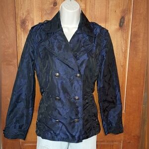 Elegant Purple & Black Double-Breasted Jacket